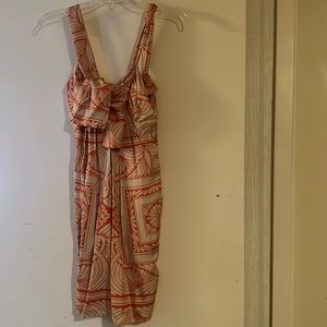 Silk cocktail minidress with tie front and pockets